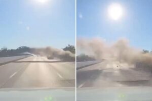 Out-of-control car rockets over 4 lanes of Long Island highway in insane video of smoky wreck