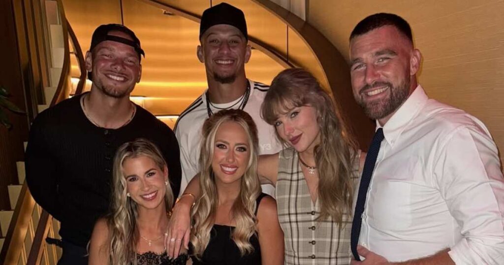 Taylor Swift Wears a 0 Vest and Skirt With Travis Kelce While Celebrating Patrick Mahomes’ B-day