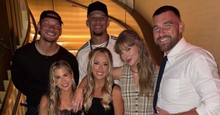 Taylor Swift Wears a 0 Vest and Skirt With Travis Kelce While Celebrating Patrick Mahomes’ B-day