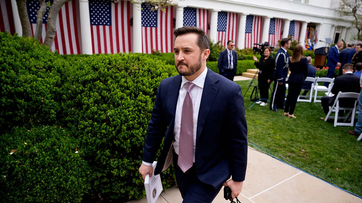 White House Deputy Chief of Staff Taylor Budowich outside Rose Garden