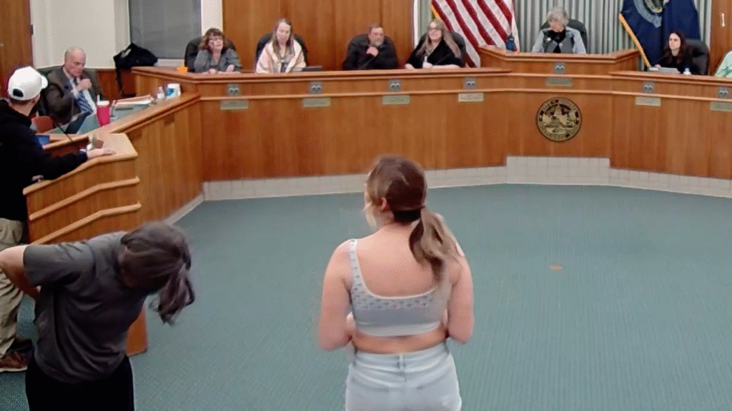 Maine school board meeting sees women undress in protest of trans athletes in girls’ sports, in growing trend