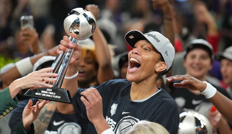 WNBA’s A’ja Wilson shares heartfelt message for NBA star Bam Adebayo at Aces title celebration