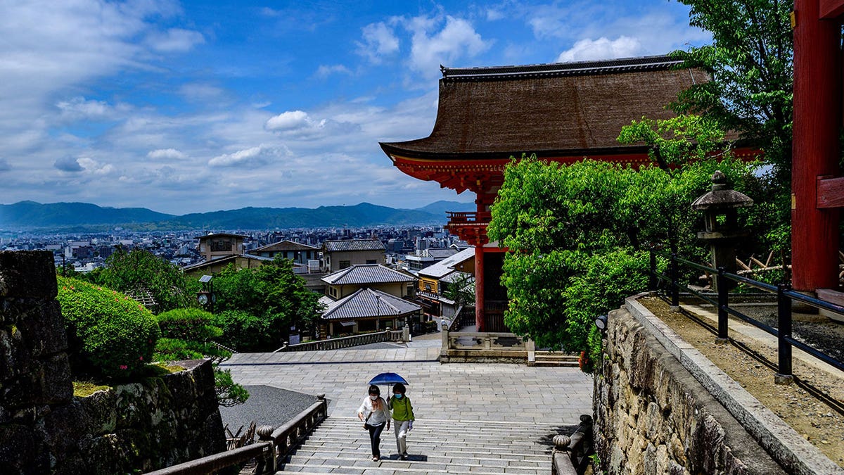 People enjoying a beautiful day in Kyoto, Japan.