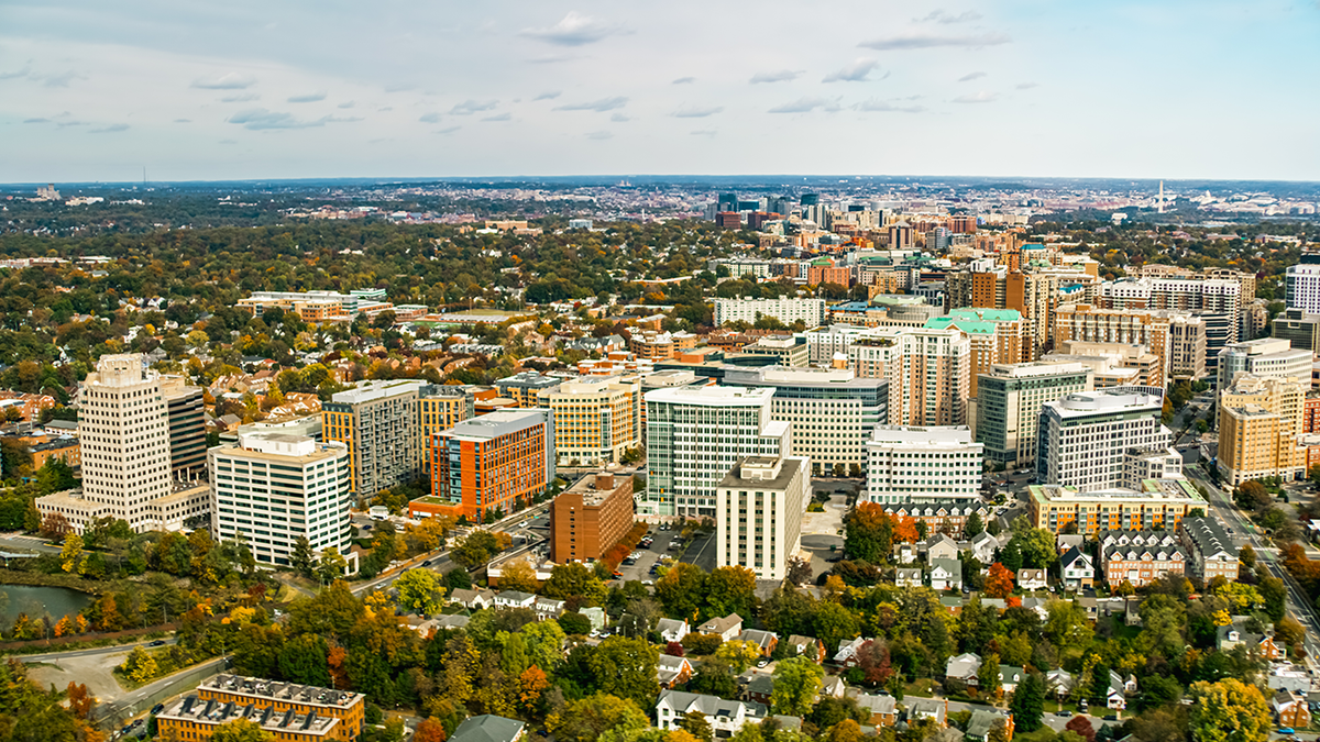 Arlington, Virginia, is seen from the sky