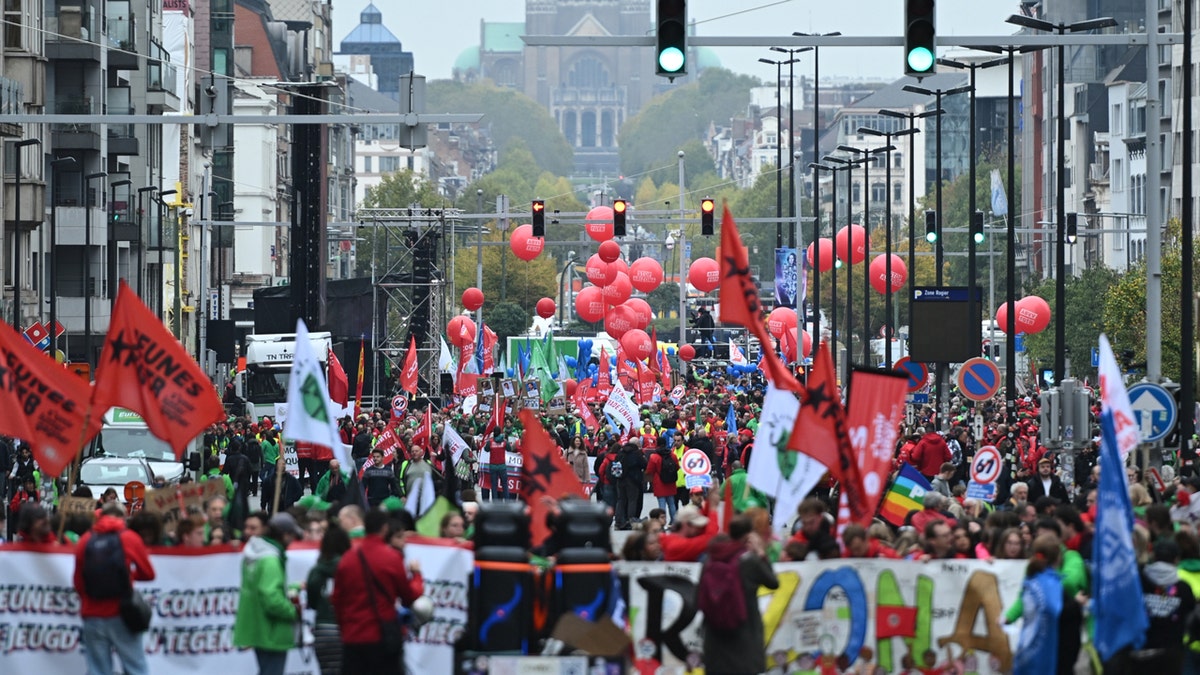 brussels major roads closed over protests