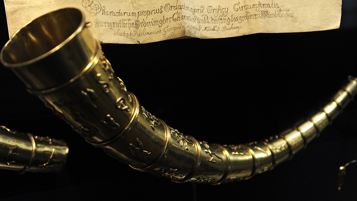 Replica of golden ancient horns in Denmark