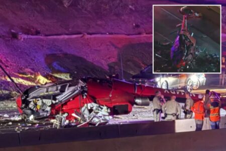 Helicopter crashes onto highway in Sacramento