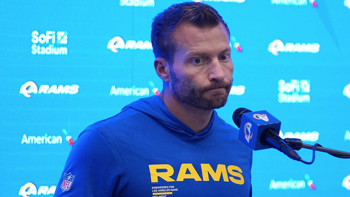 Sean McVay talks to reporters