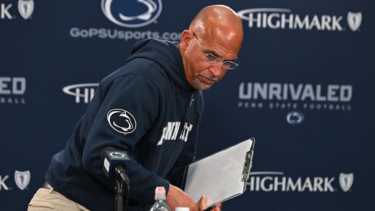 James Franklin leaves a press confernece