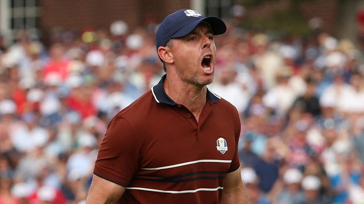 Rory McIlroy reacts after putt