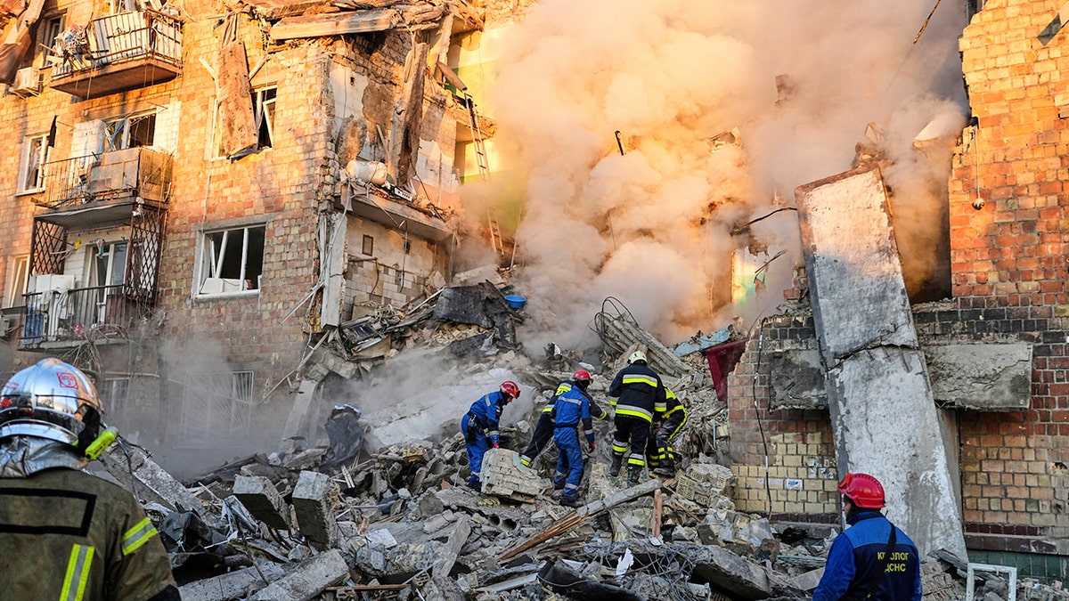 Smoke rises from Russian attack on Kyiv, Ukraine