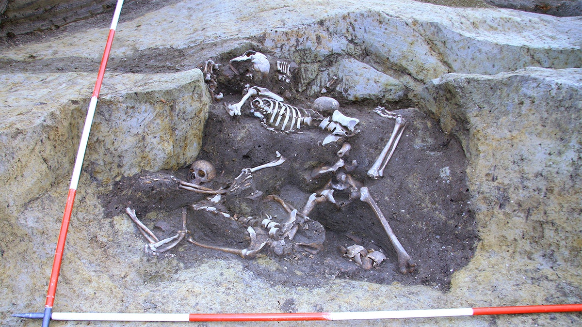 Pile of skeletons in ancient well