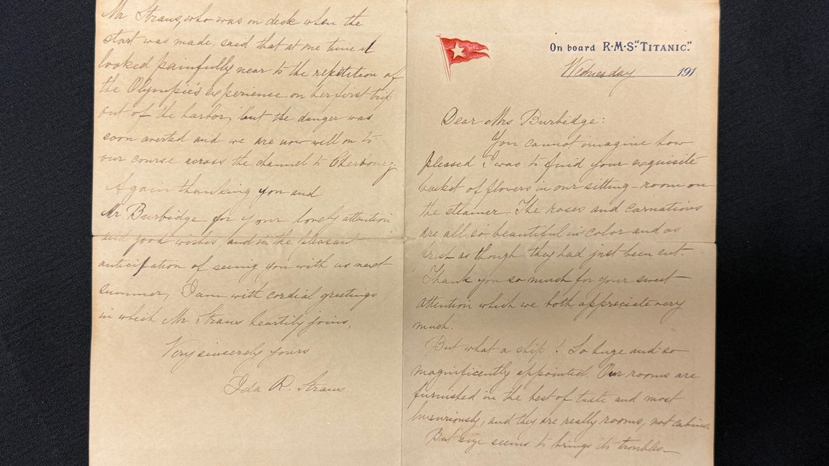 In her letter, Ida Straus referenced an incident in Southampton, New York, in which the Titanic almost crashed with SS New York.