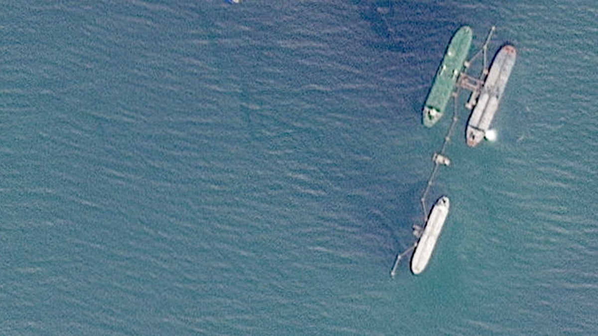 Oil tanker from satellite view.