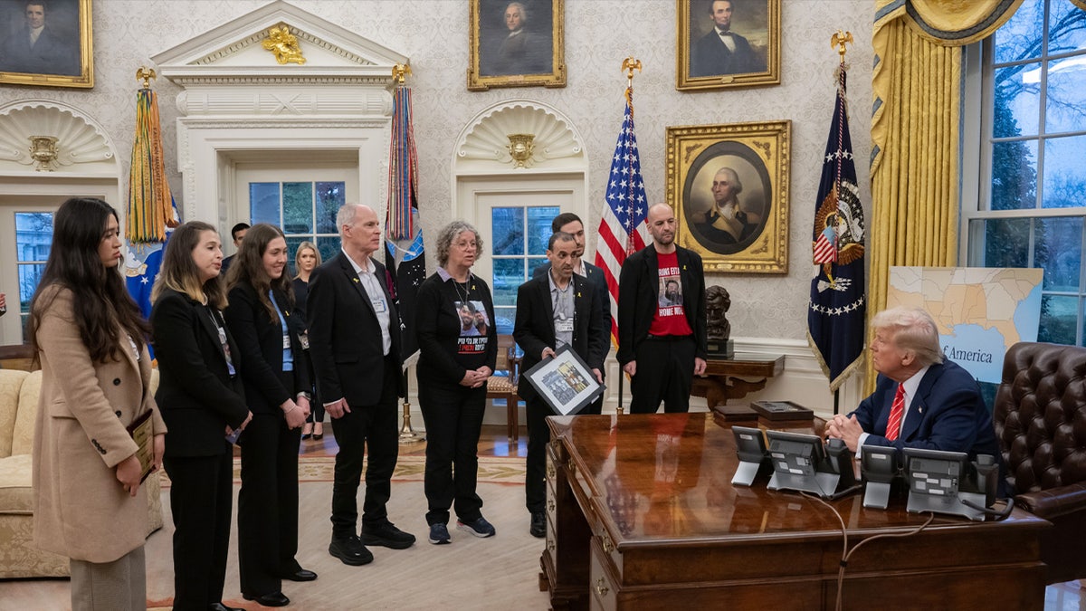 Trump with hostage survivors