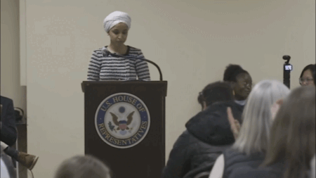 Ilhan Omar sprayed by unknown substance after man charges her at Minneapolis town hall