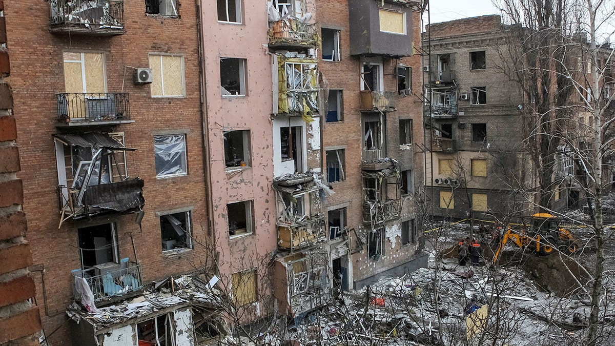 Apartment buildings in Ukraine damaged by Russian attack