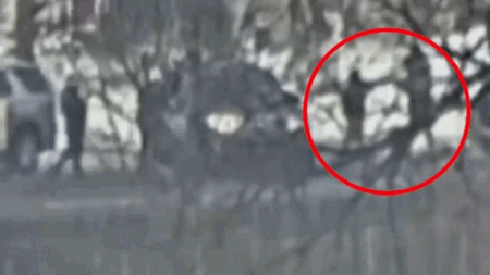 Surveillance footage shows immigration activist blocking road before fatal ICE shooting