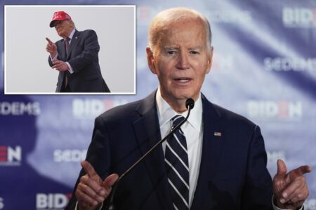 Biden, 83, jokes about age, brags about his border numbers during rare post-presidency speech: ‘I’m getting pretty old’
