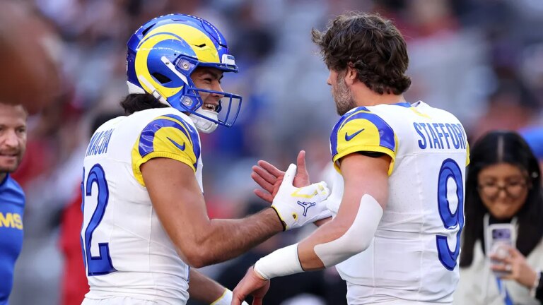 Rams’ Puka Nacua reacts to Matthew Stafford’s MVP, 2026 return: ‘I almost did a backflip’