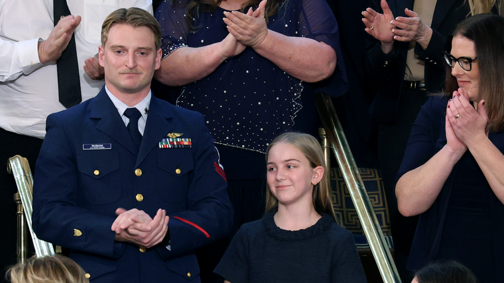 Trump recounts daring Texas flood rescue, reunites camper with Coast Guard swimmer at SOTU