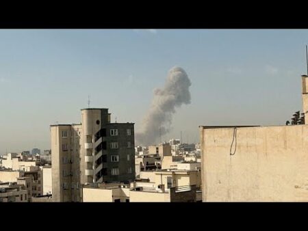 Video shows smoke rising over Jomhouri Square in Tehran following Israeli attack