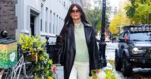 Katie Holmes’ Cozy Mint Green Sweater Gives Dull Winter Outfits the Perfect Pop of Color