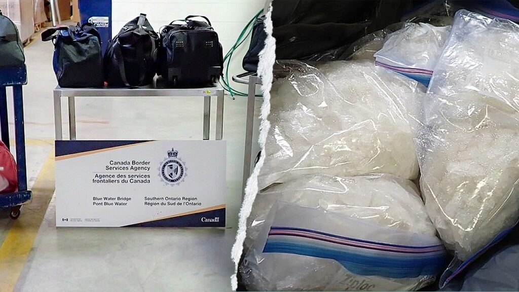 Canadian officials seize nearly 600 pounds of suspected methamphetamine at US border