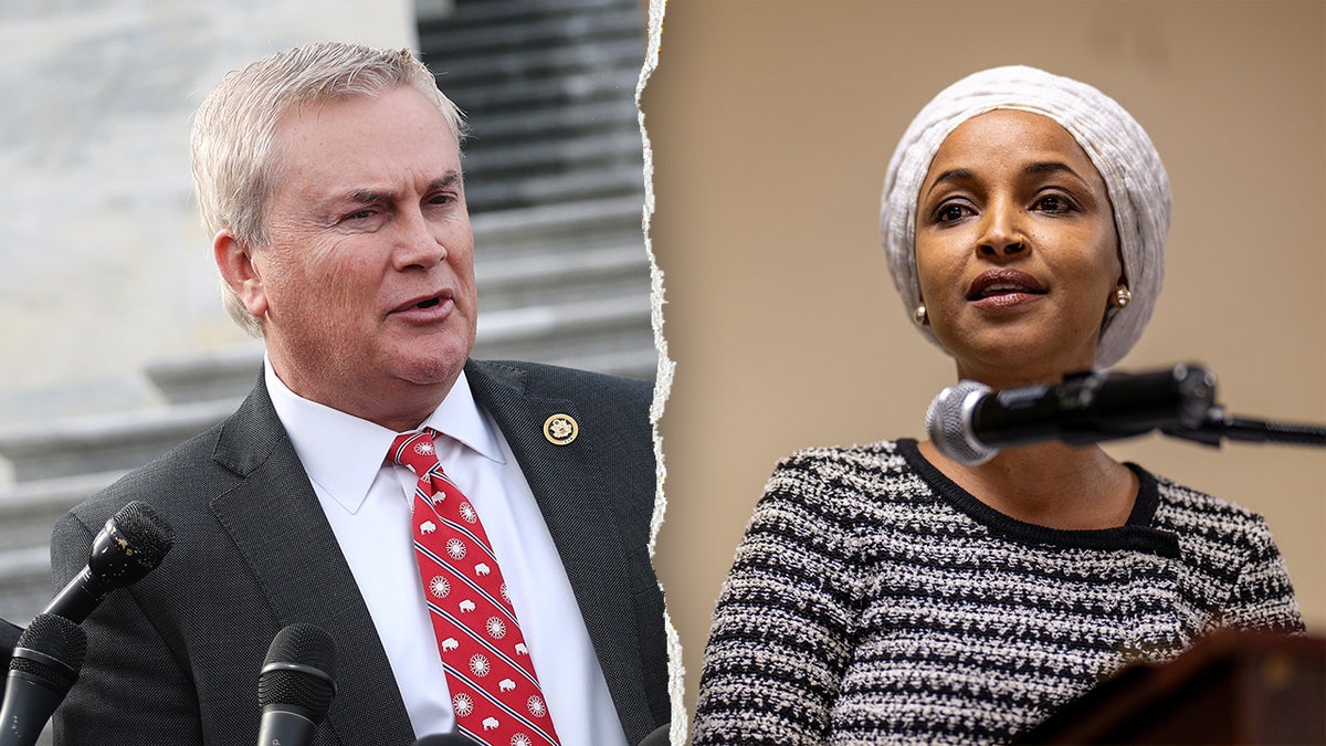 James Comer, left, pictured alongside Ilhan Omar, right