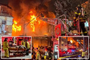 Raging 4-alarm NYC house fire injures 2 firefighters, 7 people — including 1 critically