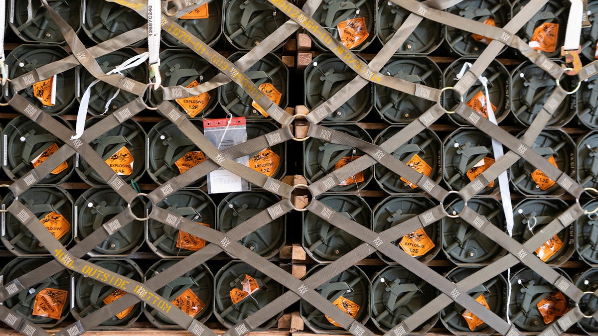 Pallets of ammunition, weapons and other equipment bound for Ukraine are processed through the 436th Aerial Port Squadron during a foreign military sales mission at Dover Air Force Base, in Delaware, U.S. January 21, 2022.
