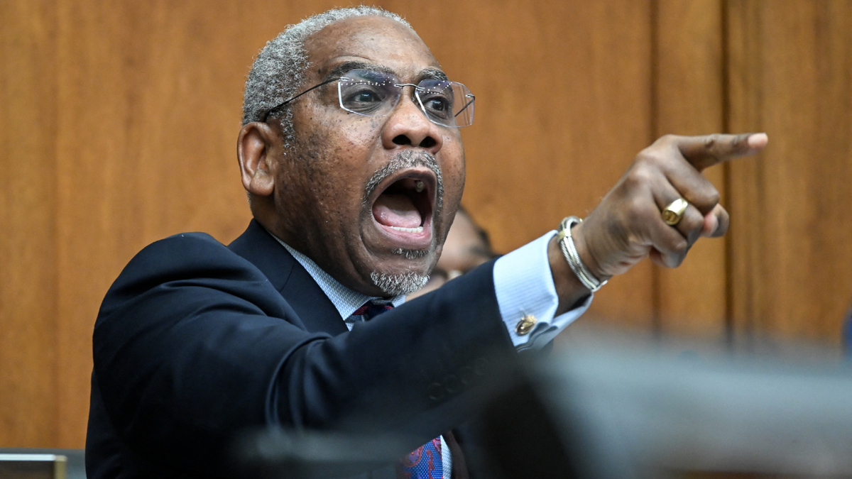 Gregory Meeks yells at Treasury Secretary Scott Bessent during a committee hearing.