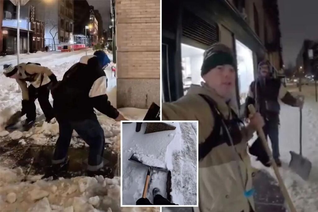 Exclusive | Duo goes viral for shoveling NYC sidewalks for free of charge after Winter Storm Fern: ‘Great sense of community’