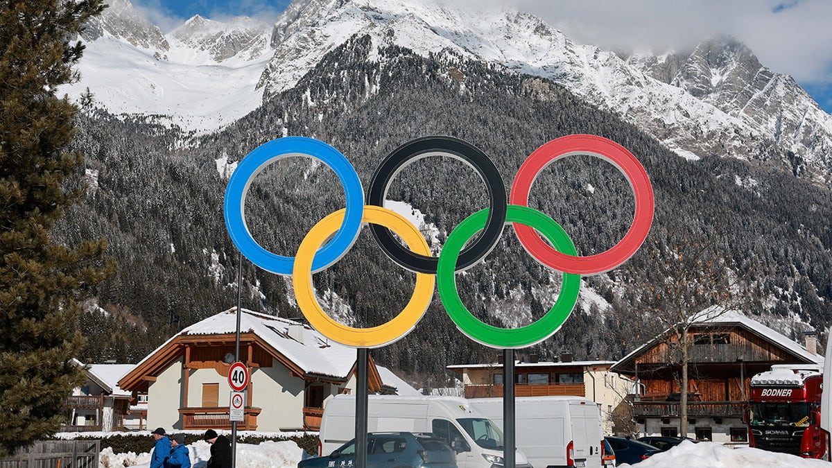 The Olympic rings at the Winter Games