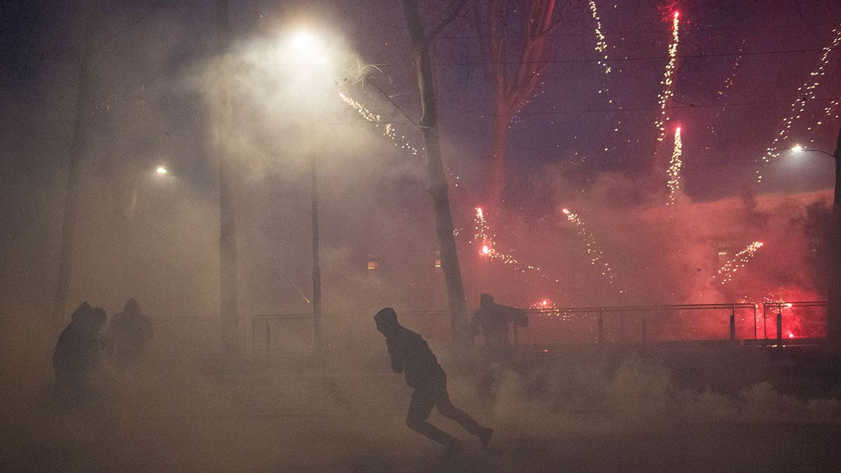 clashes with police following a march in support of Askatasuna, a left-wing social centre that was evicted by authorities in Turin, Italy