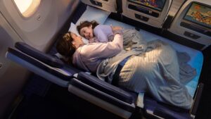 You can book an economy seat row that turns into a bed on this airline