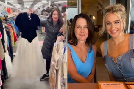 Mom shocked to find bridesmaid dress from her 1989 wedding in a thrift store