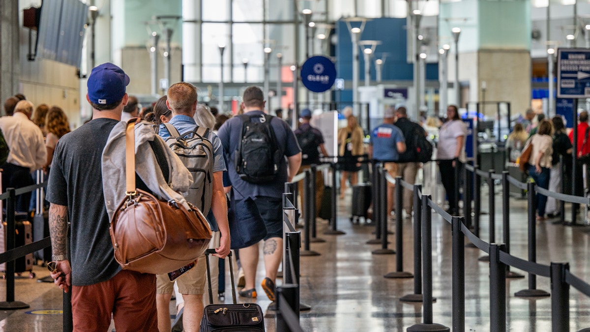 Flyers line up at airport security