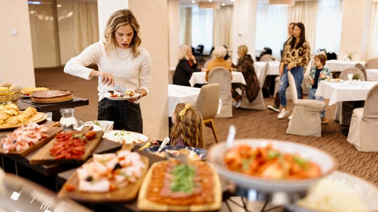 Hotel breakfast bandits caught on video grabbing food, skipping payment