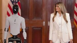 Melania Trump welcomes humanoid robot to White House for historic AI summit Melania Trump welcomes humanoid robot to White House for historic AI summit