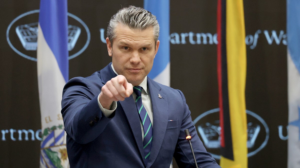 Pete Hegseth pointing
