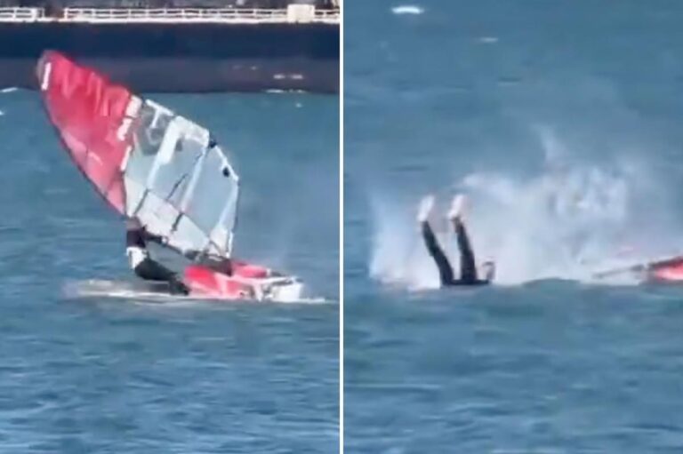 Windsurfer collides with whale in unbelievable video Windsurfer collides with whale in unbelievable video
