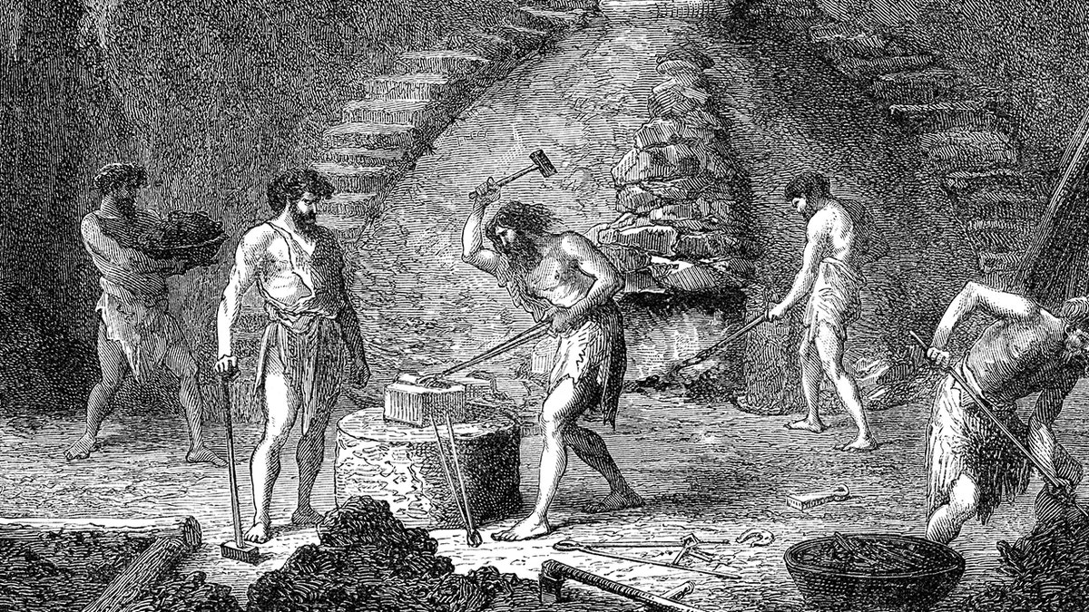 Iron Age smelting depiction