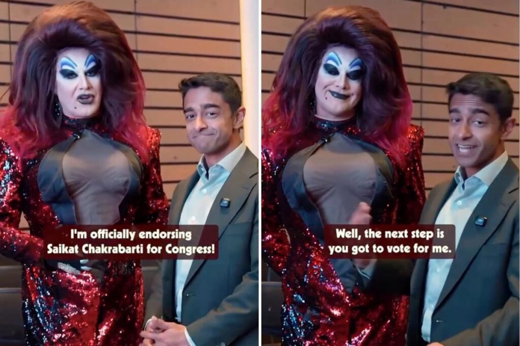 Bizarre moment AOC-linked millionaire gets drag queen to endorse him for Nancy Pelosi’s seat