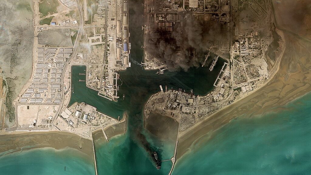 Fires rage at Iran’s Bandar Abbas naval headquarters, Strait of Hormuz traffic stalled