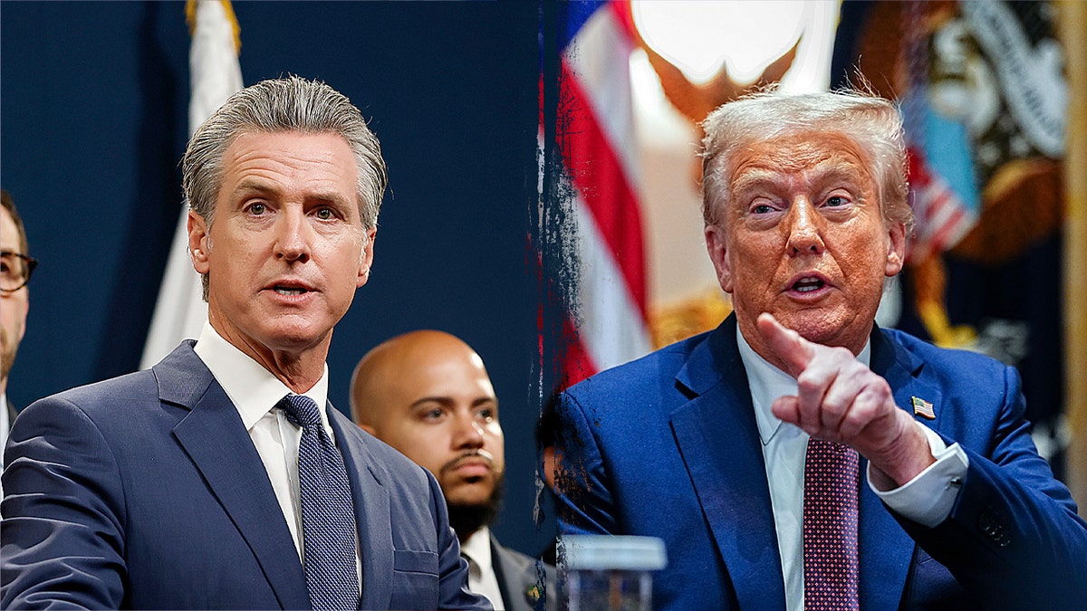Gavin Newsom and Donald Trump in a composite image