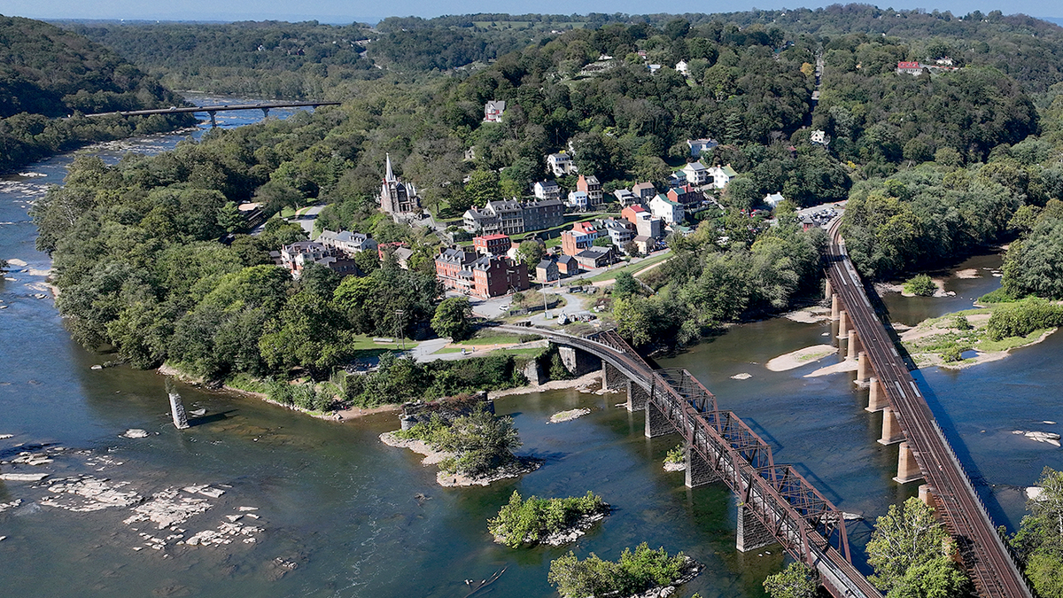 Harpers Ferry town at the confluence of Shenandoah and Potomac rivers