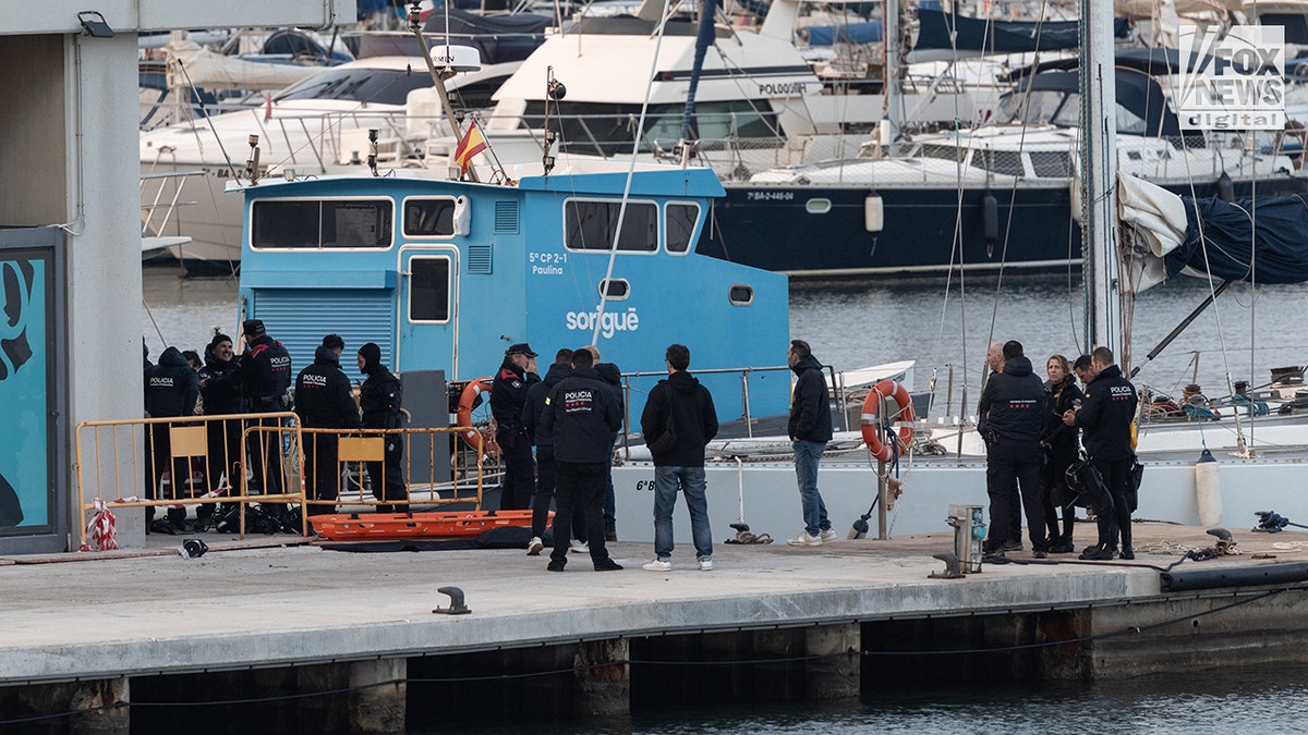 Catalan police officers recover the remains of Alabama student James Gracey.