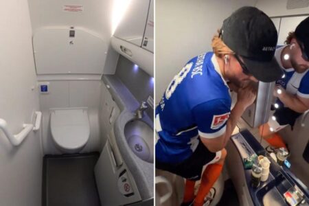 Dedicated marathon runner hogs bathroom to do this on 11-hour flight: ‘Is this a skit?’