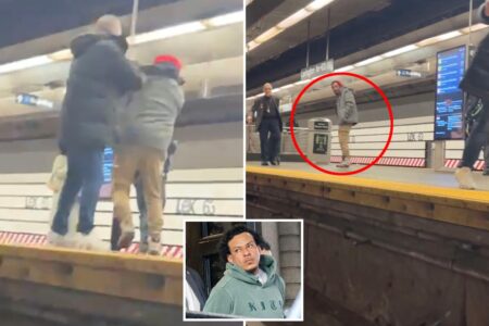 Jarring video from subway shove victim shows migrant accused of pushing two, including 83-year-old, calmly walk away